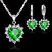 Sterling Silver Jewelry Set Women Heart CZ Stone Pendants Necklaces Earrings Set