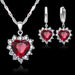 Sterling Silver Jewelry Set Women Heart CZ Stone Pendants Necklaces Earrings Set