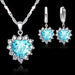 Sterling Silver Jewelry Set Women Heart CZ Stone Pendants Necklaces Earrings Set