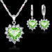 Sterling Silver Jewelry Set Women Heart CZ Stone Pendants Necklaces Earrings Set