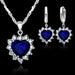 Sterling Silver Jewelry Set Women Heart CZ Stone Pendants Necklaces Earrings Set