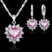 Sterling Silver Jewelry Set Women Heart CZ Stone Pendants Necklaces Earrings Set