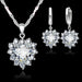 Sterling Silver Jewelry Set Women Heart CZ Stone Pendants Necklaces Earrings Set