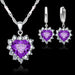 Sterling Silver Jewelry Set Women Heart CZ Stone Pendants Necklaces Earrings Set