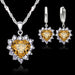 Sterling Silver Jewelry Set Women Heart CZ Stone Pendants Necklaces Earrings Set