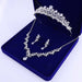 Crystal Leaf Bridal Jewelry Sets Rhinestone Crown Tiaras Necklace Earrings Set