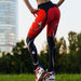 Heart Print Leggings Women Red Black Patchwork Sporting Fitness Yoga Pants