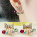 New Fashion Angel Wings Leaf Feather Flowers Stud Earrings Women Wedding Jewelry