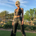 Fashion Punk Black Leather Crop Tops Women's Camisole Stretch Tees