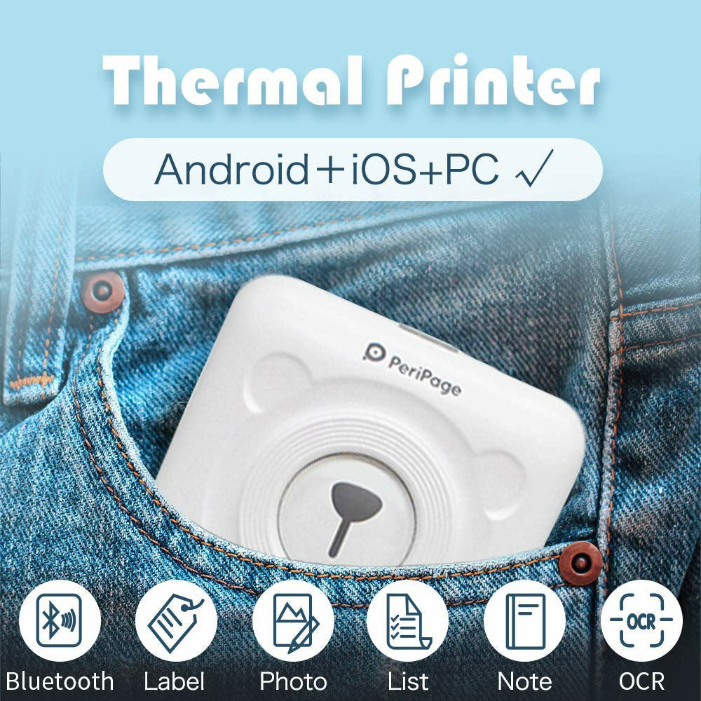 PeriPage Mini Portable Bluetooth Thermal Pocket Printer – iOS & Android ...