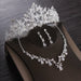 Luxury Heart Crystal Bridal Jewelry Sets Cubic Zircon Crown Tiaras Earring Necklace Set