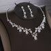 Luxury Heart Crystal Bridal Jewelry Sets Cubic Zircon Crown Tiaras Earring Necklace Set
