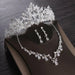 Luxury Heart Crystal Bridal Jewelry Sets Cubic Zircon Crown Tiaras Earring Necklace Set