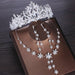 Luxury Heart Crystal Bridal Jewelry Sets Cubic Zircon Crown Tiaras Earring Necklace Set