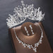 Luxury Heart Crystal Bridal Jewelry Sets Cubic Zircon Crown Tiaras Earring Necklace Set