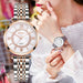 Women Fashion Diamond Wristwatches Stainless Steel Silver Mesh Strap Quartz Watches