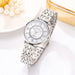 Women Fashion Diamond Wristwatches Stainless Steel Silver Mesh Strap Quartz Watches