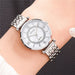 Women Fashion Diamond Wristwatches Stainless Steel Silver Mesh Strap Quartz Watches