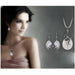 Vintage Water Drop Pendant Necklace Earrings Set  Women Silver Wedding Jewelry
