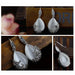 Vintage Water Drop Pendant Necklace Earrings Set  Women Silver Wedding Jewelry