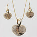 Luxury Gold Romantic Crystal Heart Shape Chain Pendant Necklace Earrings Jewelry Set