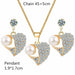 Luxury Gold Romantic Crystal Heart Shape Chain Pendant Necklace Earrings Jewelry Set