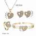 Luxury Gold Romantic Crystal Heart Shape Chain Pendant Necklace Earrings Jewelry Set