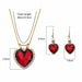 Luxury Gold Romantic Crystal Heart Shape Chain Pendant Necklace Earrings Jewelry Set