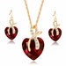 Luxury Gold Romantic Crystal Heart Shape Chain Pendant Necklace Earrings Jewelry Set