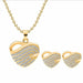 Luxury Gold Romantic Crystal Heart Shape Chain Pendant Necklace Earrings Jewelry Set