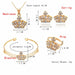 Luxury Gold Romantic Crystal Heart Shape Chain Pendant Necklace Earrings Jewelry Set