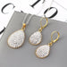 Luxury Gold Romantic Crystal Heart Shape Chain Pendant Necklace Earrings Jewelry Set