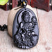 Black Obsidian Necklace Lucky Natural Stone Pendant