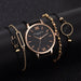 Women 5pcs Quartz Wristwatch Leather Strap Ladies Bracelet Luxury Watch