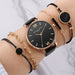 Women 5pcs Quartz Wristwatch Leather Strap Ladies Bracelet Luxury Watch