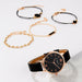 Women 5pcs Quartz Wristwatch Leather Strap Ladies Bracelet Luxury Watch
