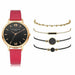 Women 5pcs Quartz Wristwatch Leather Strap Ladies Bracelet Luxury Watch