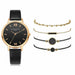 Women 5pcs Quartz Wristwatch Leather Strap Ladies Bracelet Luxury Watch