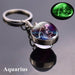 12 Constellation Luminous Keychain Glass Ball Pendant Zodiac Glow Keychain