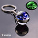 12 Constellation Luminous Keychain Glass Ball Pendant Zodiac Glow Keychain