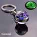 12 Constellation Luminous Keychain Glass Ball Pendant Zodiac Glow Keychain