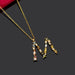925 Sterling Silver Gold Letter Pendant Initial Alphabet Necklace Women Jewelry