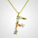 925 Sterling Silver Gold Letter Pendant Initial Alphabet Necklace Women Jewelry
