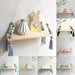 Nordic style Colorful Beads Tassel Wooden Wall Shelf Wall Clapboard Decoration