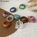 Colorful Transparent Acrylic Irregular Marble Pattern Resin Rings Women Jewelry