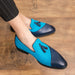 Semi-formal Hemp PU Leather Men's Shoes Glamorous Blue Tassel Italian Shoes
