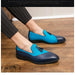 Semi-formal Hemp PU Leather Men's Shoes Glamorous Blue Tassel Italian Shoes