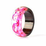 Clear Wood Resin Rings Handmade Colorful Abstract Wood Epoxy Rings  for Women
