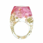 Transparent Dried Flower Handmade Resin Rings Colorful Ink Pattern Women Fashion Jewelry Rings