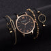 5pcs Set Top Style Fashion Women's Luxury Leather Band Wristwatch